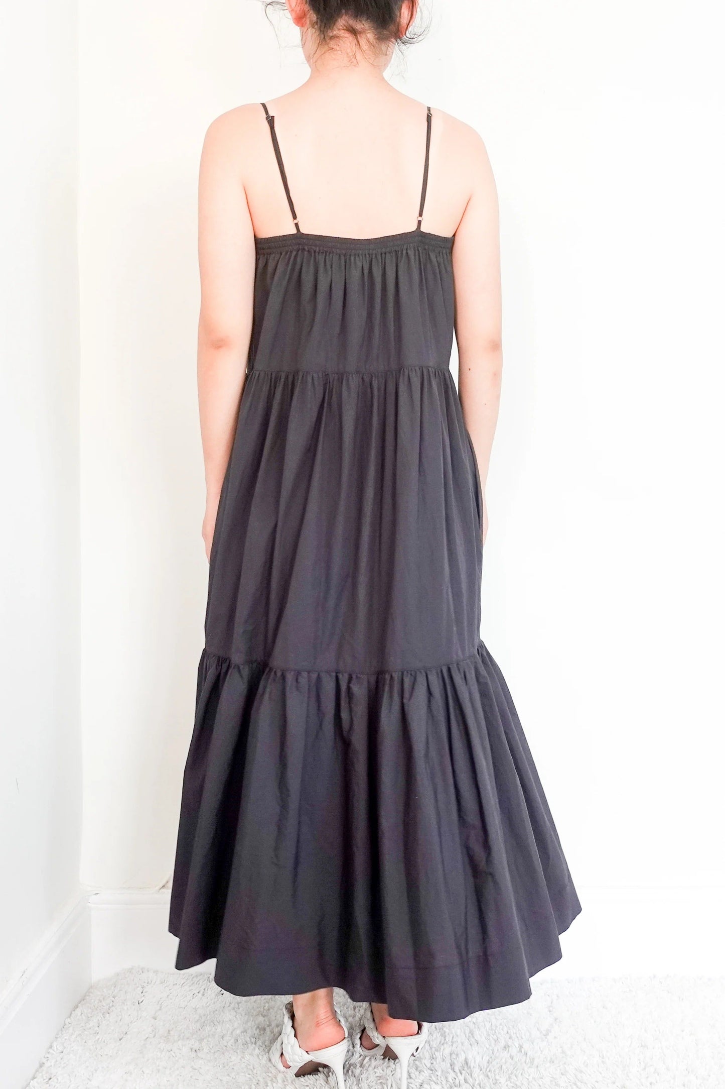 cotton poplin black maxi dress