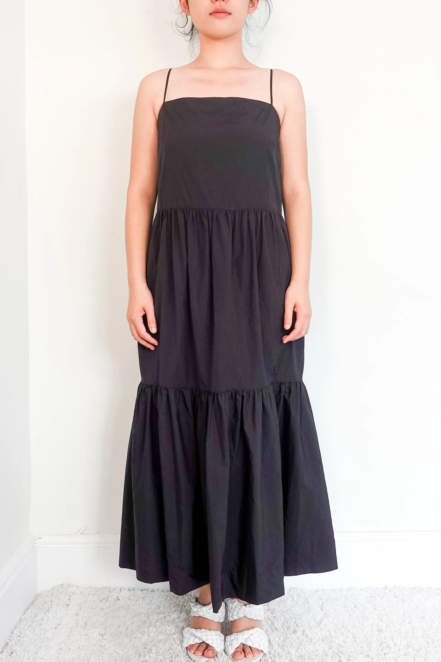cotton poplin black maxi dress